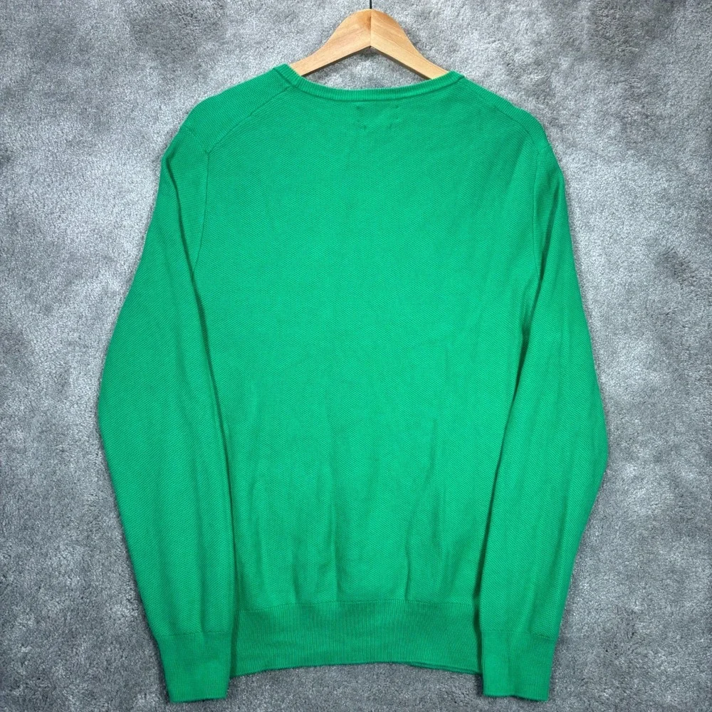 Polo Ralph Lauren Sweater Mens Small Green Pima Cotton Textured Knit Crewneck